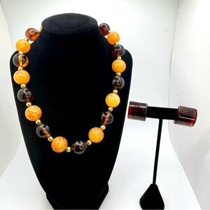 Vintage Napier Lucite Bead Necklace & Earrings Set